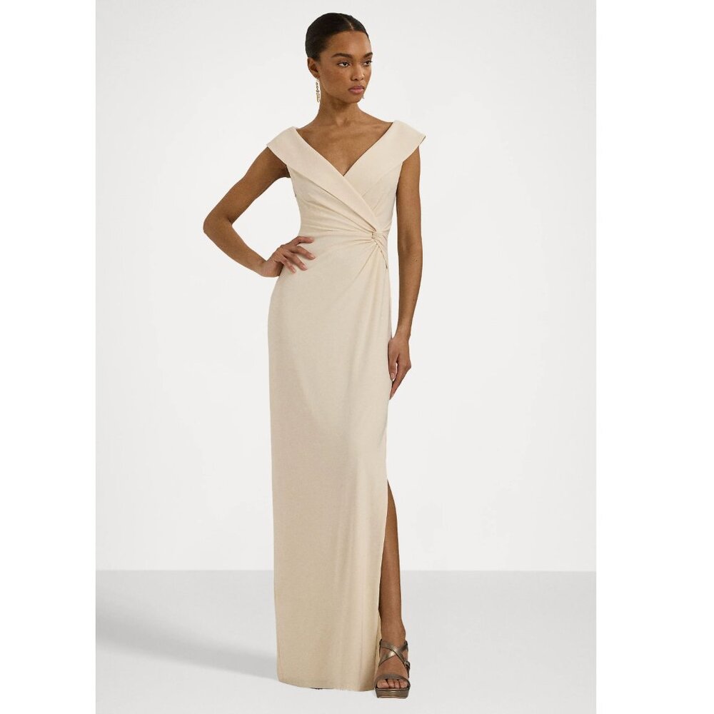 NWT Ralph Lauren JERSEY OFF THE SHOULDER DRESS - mascarpone cream IVORY